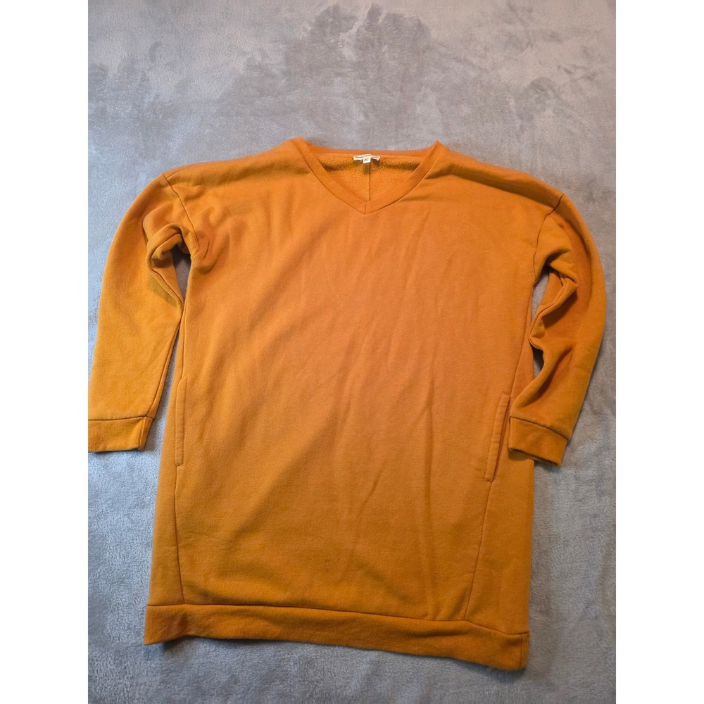 Zenana Outfitters Sweatshirt Dress Womens M/L Orange V-Neck Long Sleeve